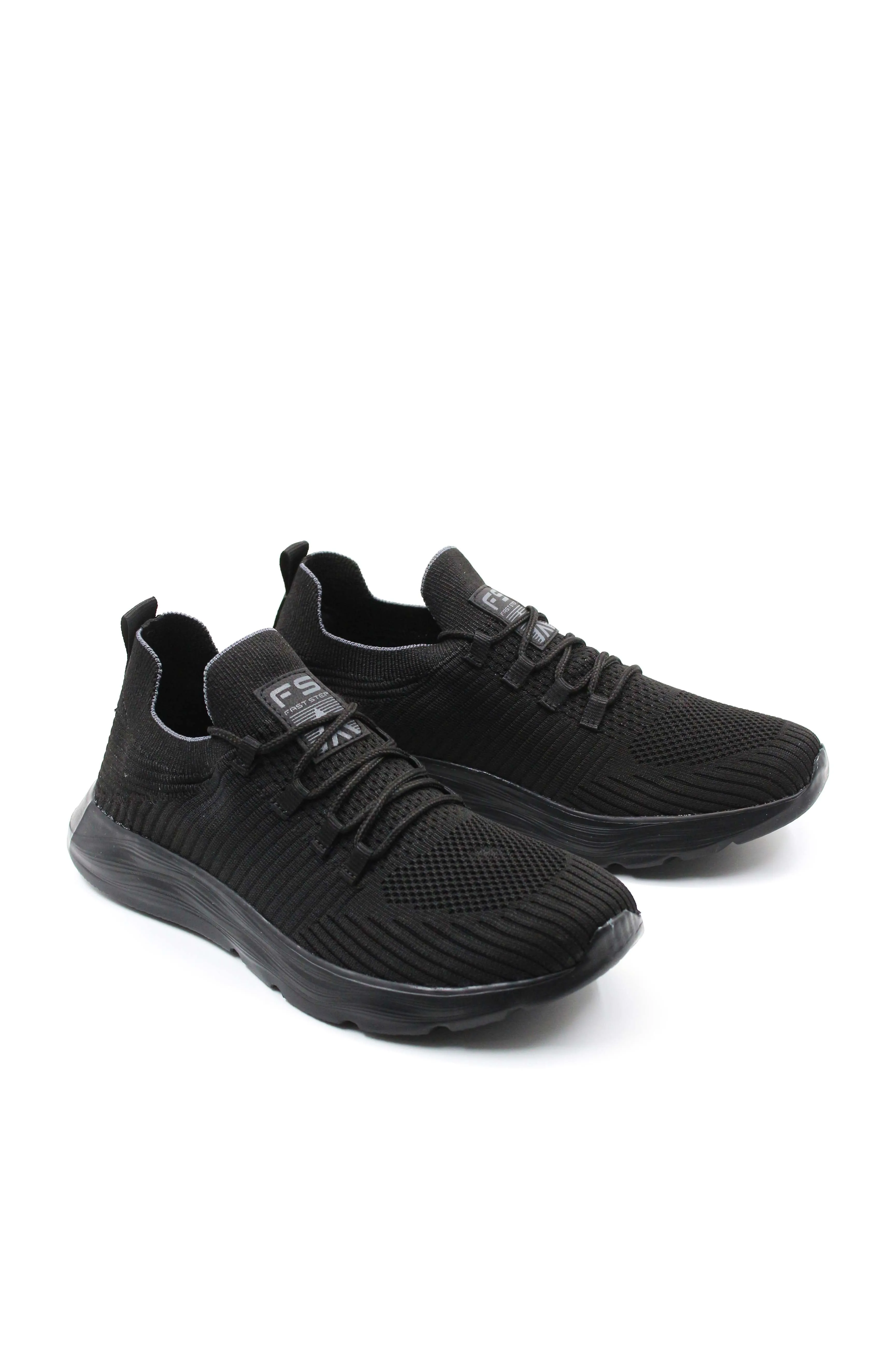 Men's All-Black Knit Sneakers with Flexible Sole - Wessi