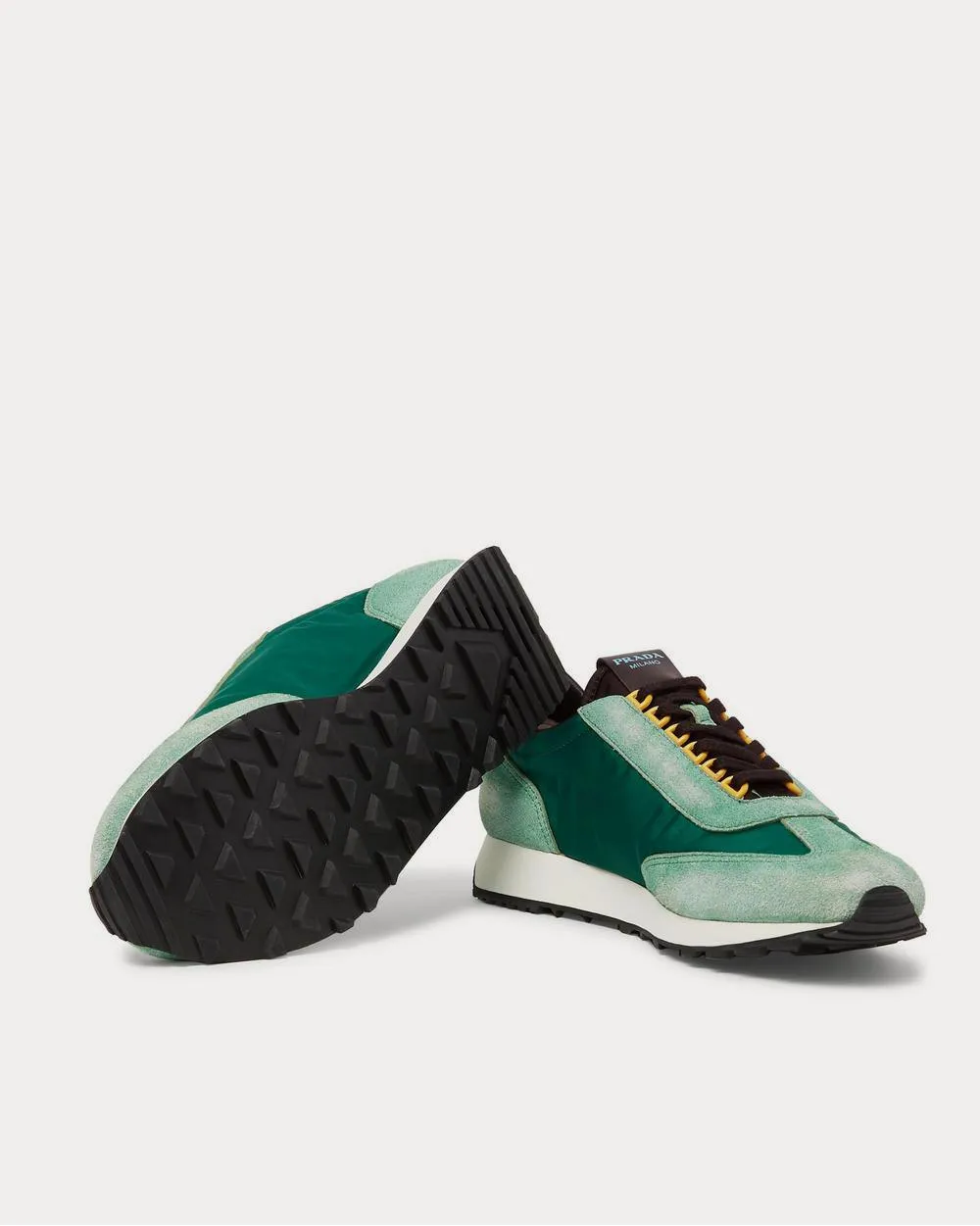 Milano 70 Nylon and Suede  Green low top sneakers