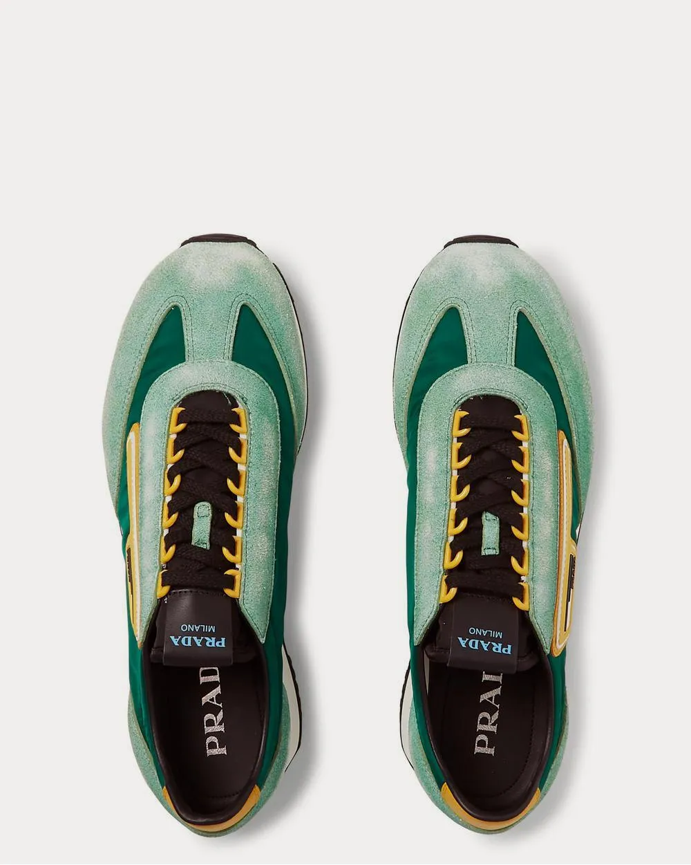 Milano 70 Nylon and Suede  Green low top sneakers