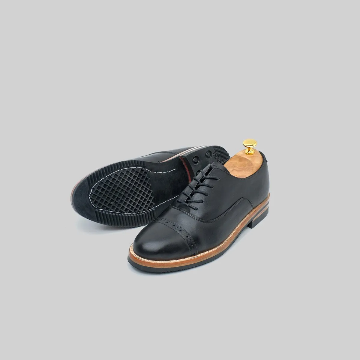 Oxford Captoe Brogues Black Leather