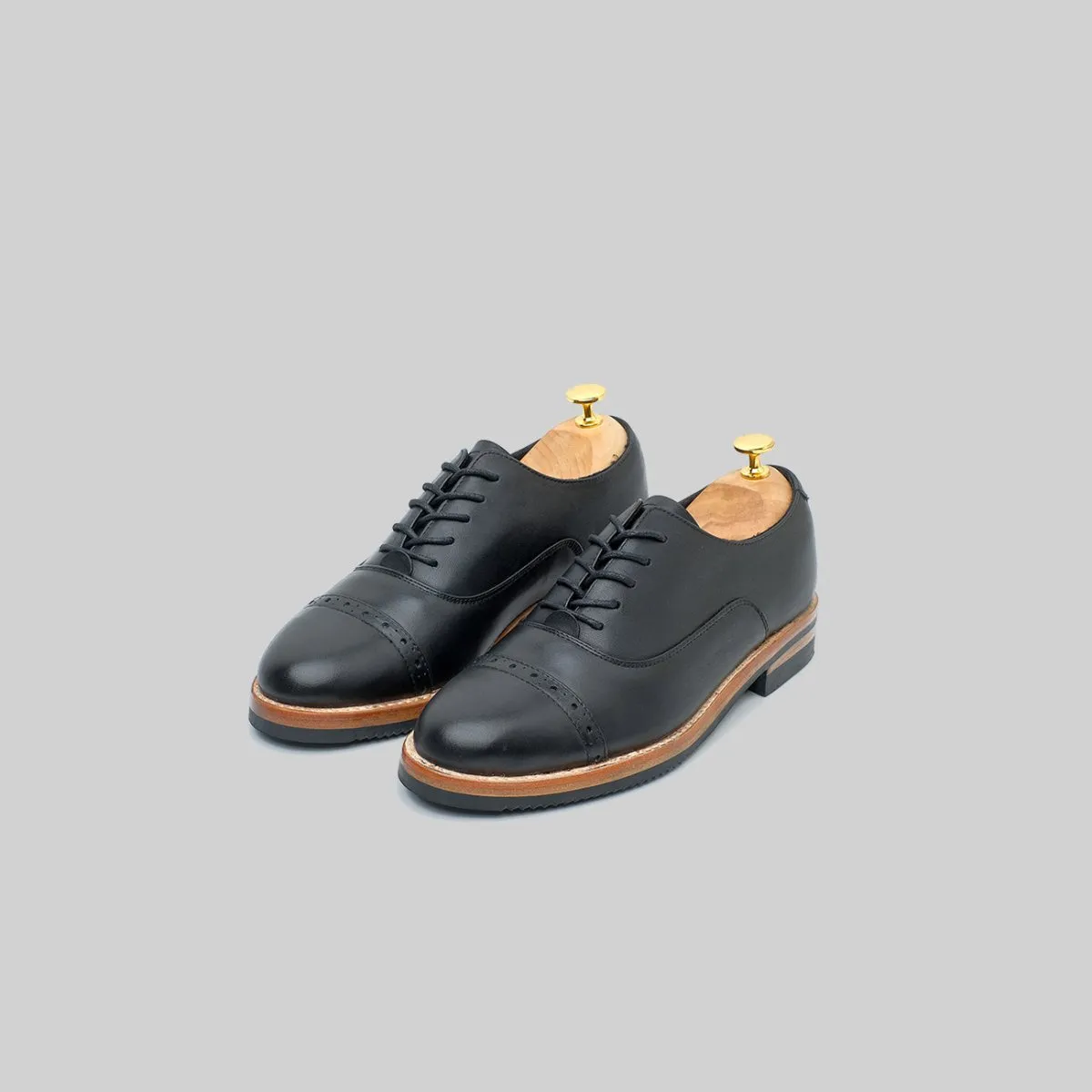 Oxford Captoe Brogues Black Leather