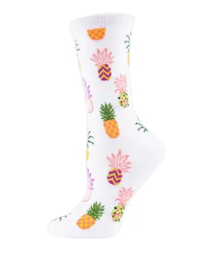 Pineapple Fiesta Bamboo Blend Crew Socks