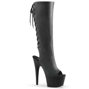 Pleaser Adore 2018 Womens 7" Heel, Platform Back Lace Knee Length Peep-Toe Boots