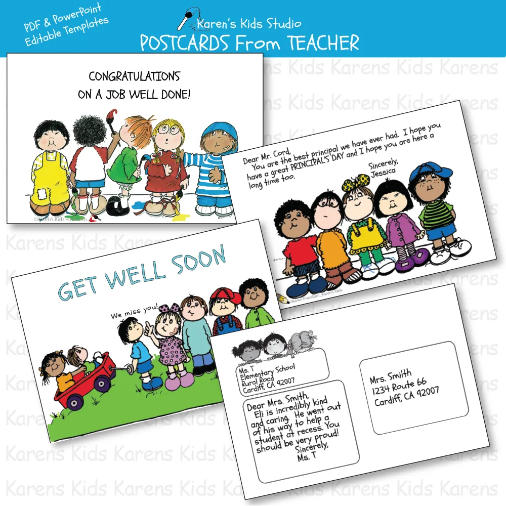 POSTCARDS FROM TEACHER Editable Printables