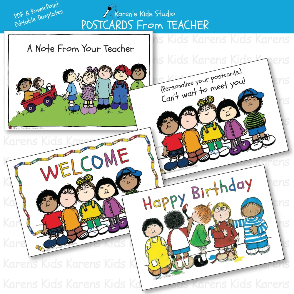 POSTCARDS FROM TEACHER Editable Printables