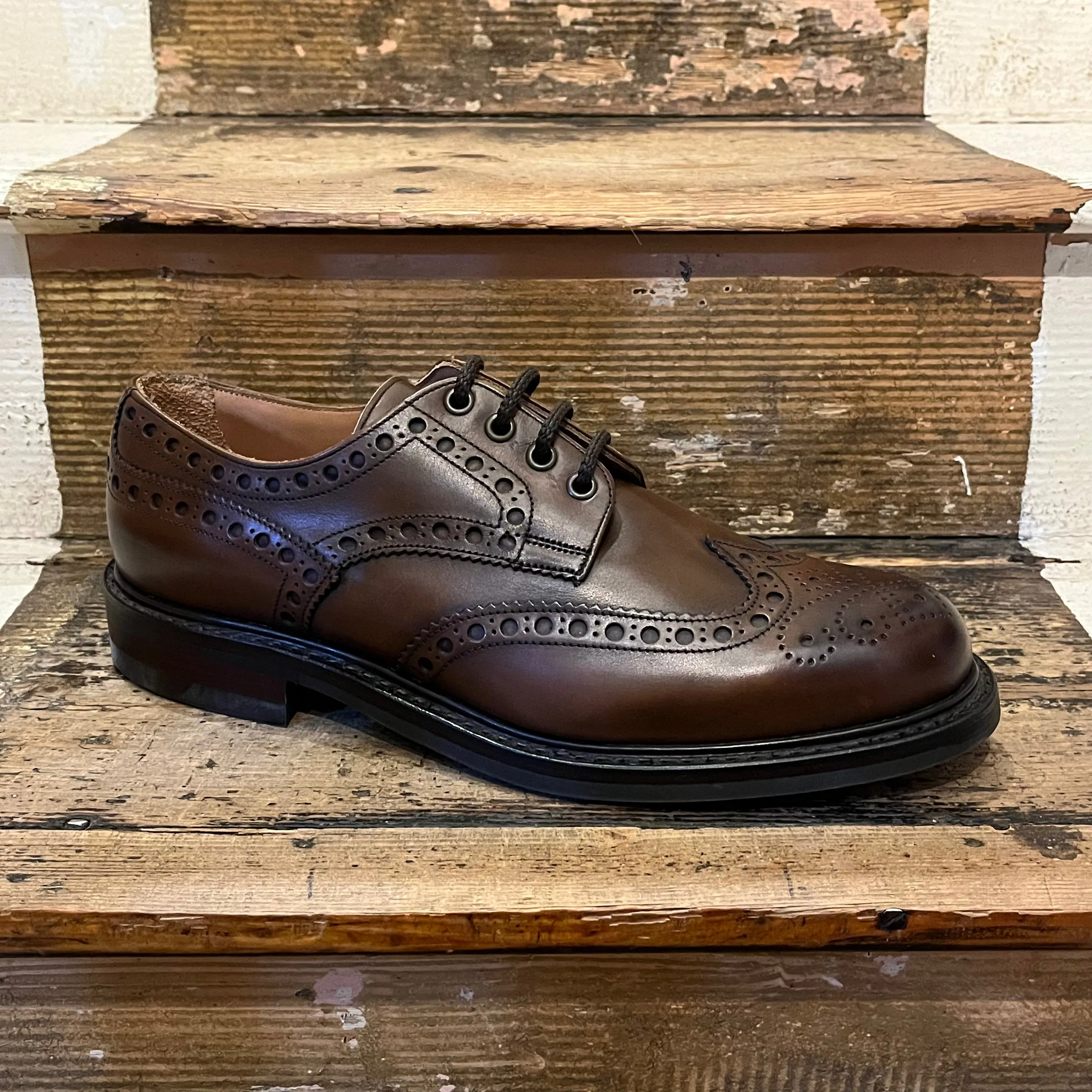 Regent - 'Avon R' Wingcap Derby Brogue - Mocha Leather