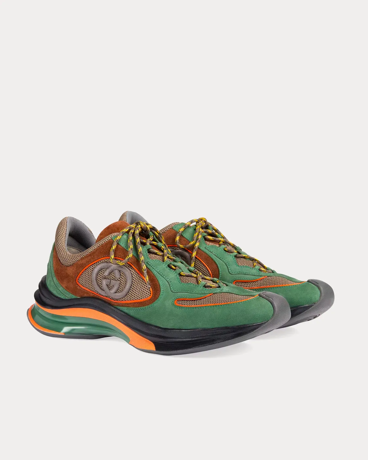 Run Suede Green / Brown Low Top Sneakers