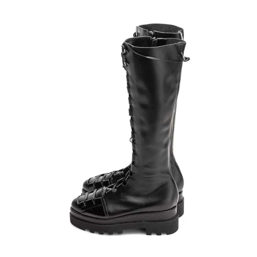 SHR Urban Touch black leather lace-up boots
