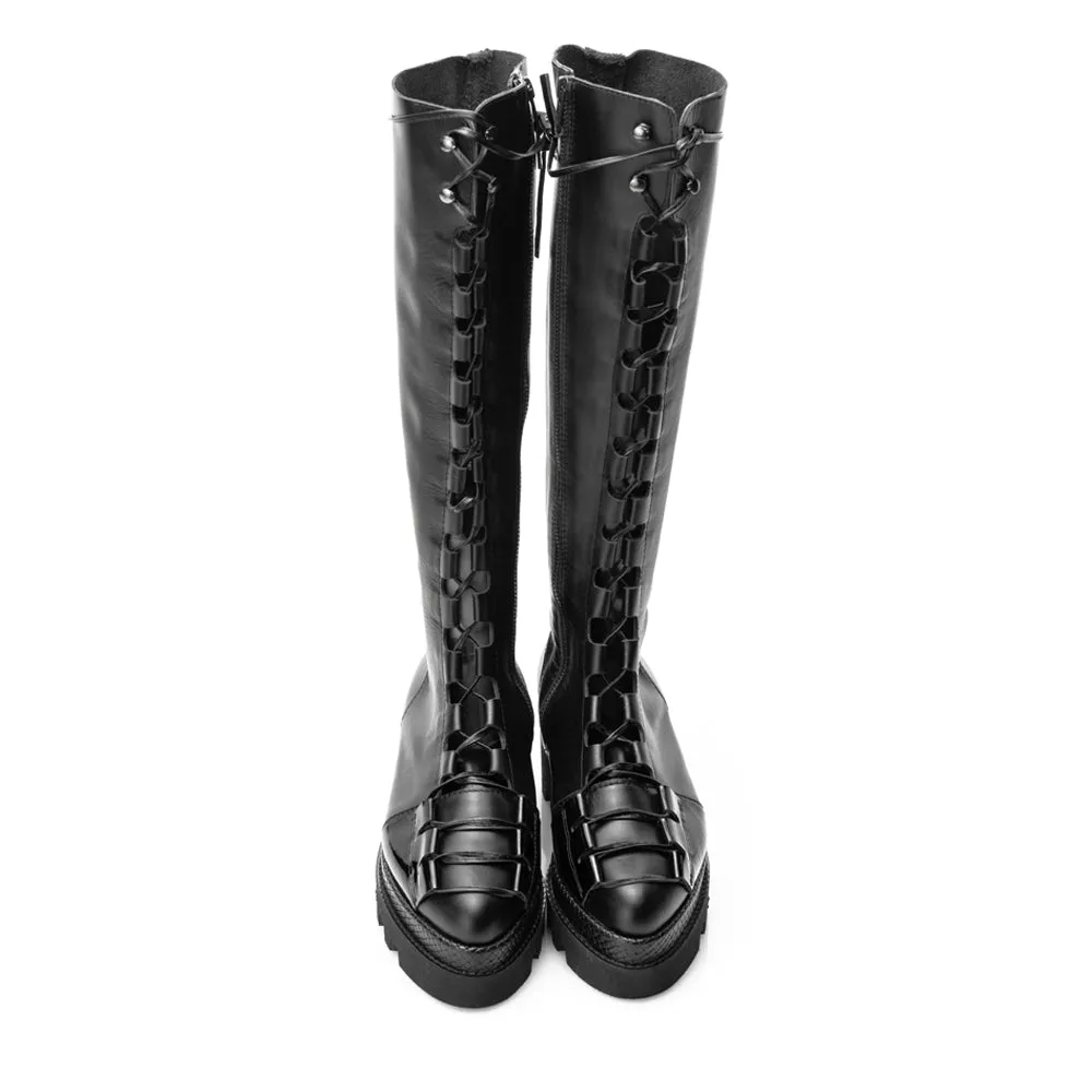 SHR Urban Touch black leather lace-up boots