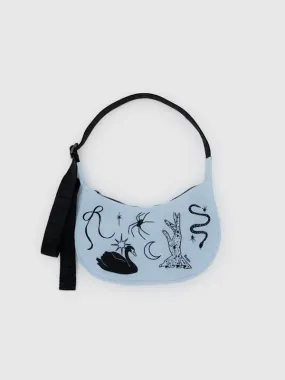 Small Nylon Crescent Bag: Embroidered Ballet Icons