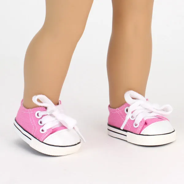 Sophia’s by Teamson Kids 18" Baby Doll Shoes with Laces, Pink Doll Canvas Trainers or Pumps for Dolls up to 46cm, Dolls Clothing & Accessories