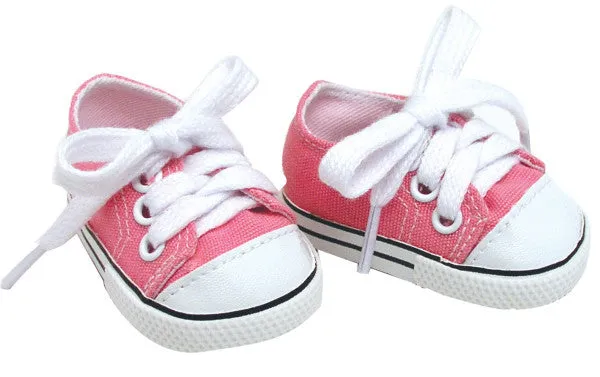 Sophia’s by Teamson Kids 18" Baby Doll Shoes with Laces, Pink Doll Canvas Trainers or Pumps for Dolls up to 46cm, Dolls Clothing & Accessories