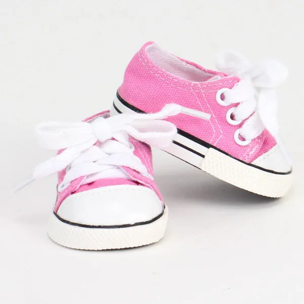 Sophia’s by Teamson Kids 18" Baby Doll Shoes with Laces, Pink Doll Canvas Trainers or Pumps for Dolls up to 46cm, Dolls Clothing & Accessories