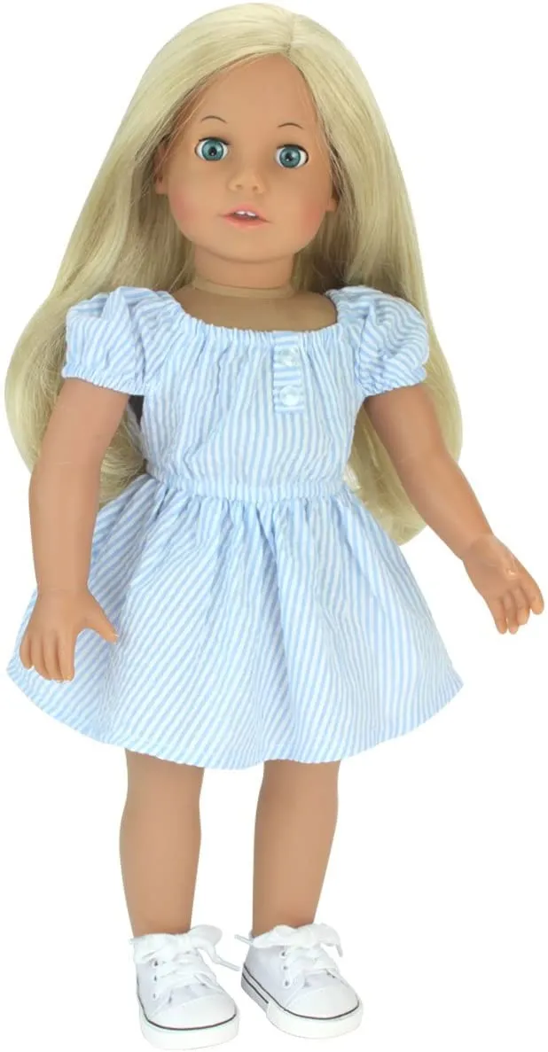 Sophia’s by Teamson Kids 18" Baby Doll Shoes with Laces, White Doll Canvas Trainers or Pumps for Dolls up to 46cm, Dolls Clothing & Accessories
