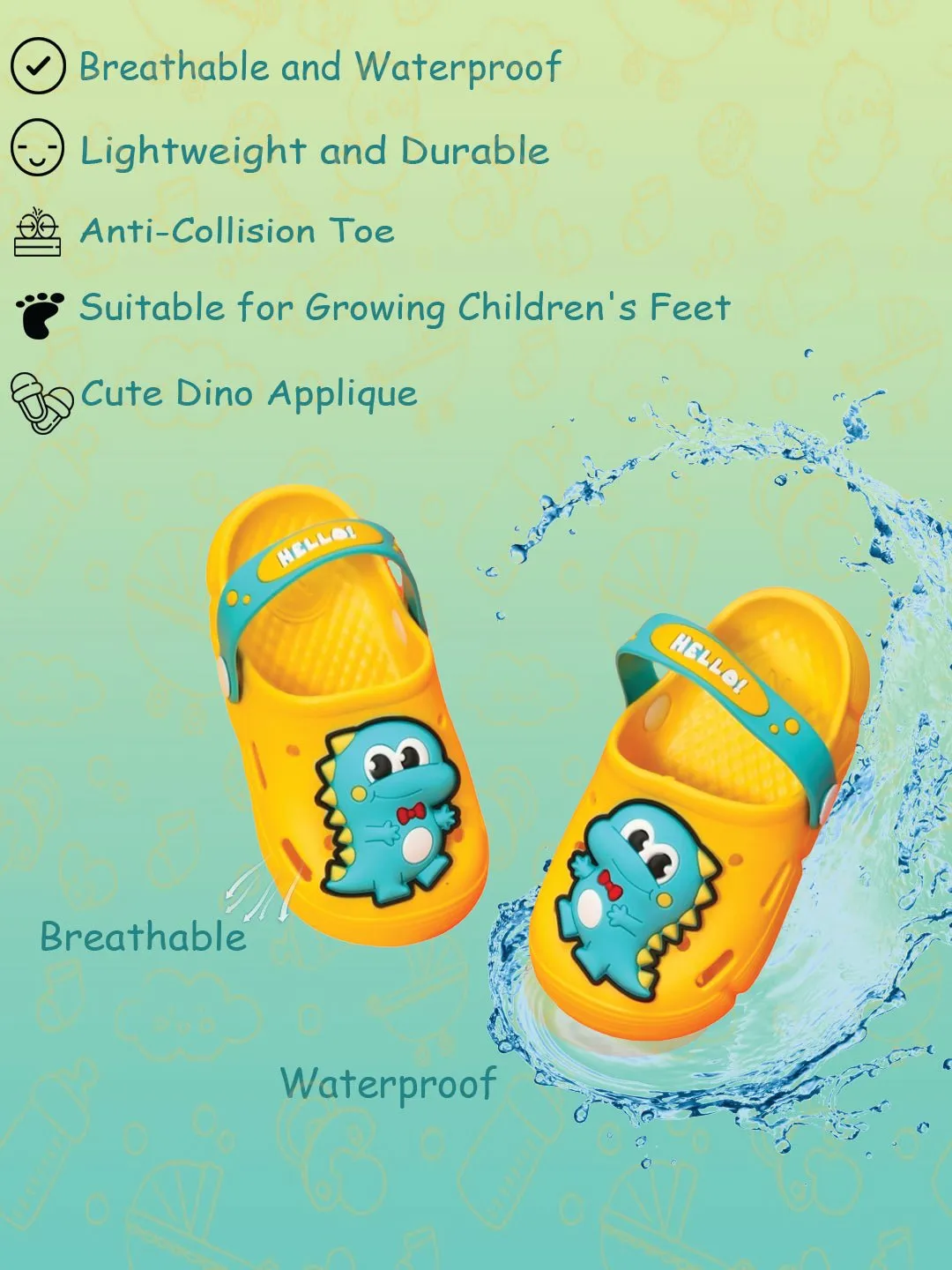 Versatile & Fun Yellow Dino Clogs for Boys