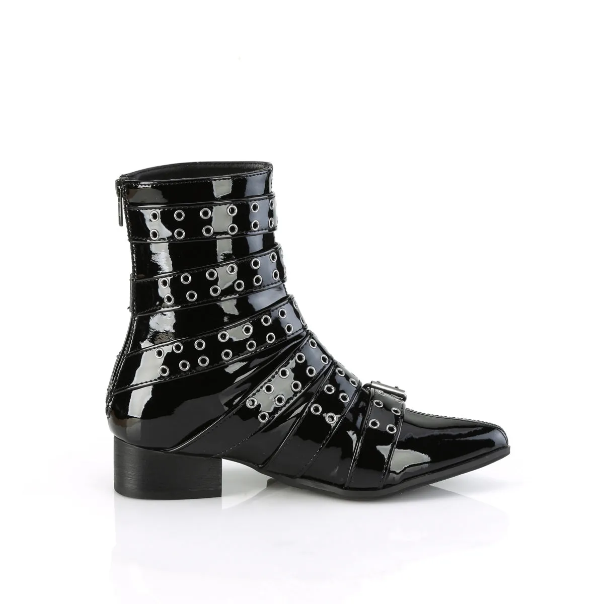 WARLOCK-70 DemoniaCult Black Patent Sexy Unisex Boots (Alternative Footwear)