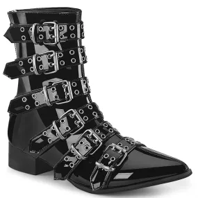 WARLOCK-70 DemoniaCult Black Patent Sexy Unisex Boots (Alternative Footwear)
