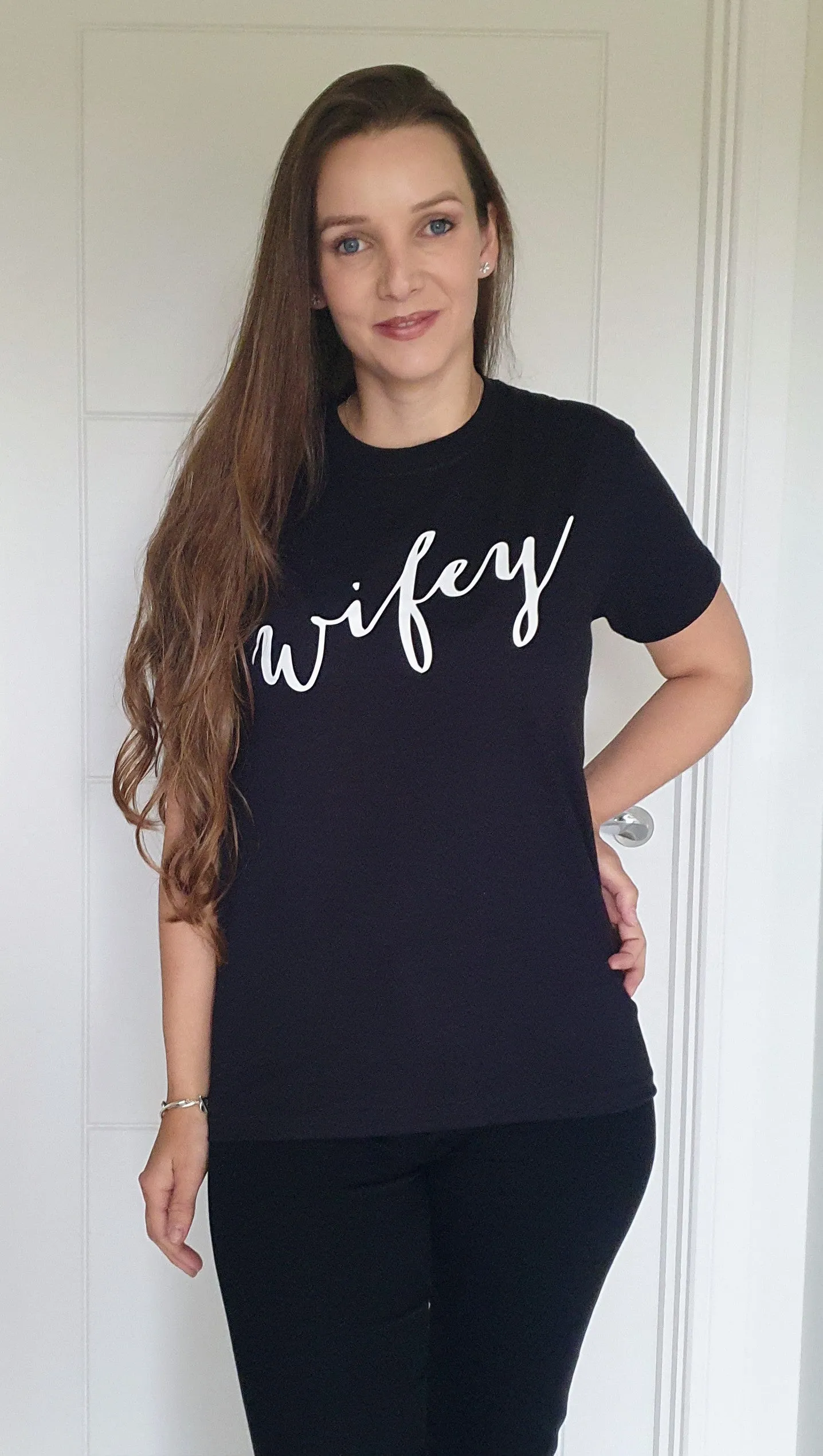 Wifey Script Slogan Tee In Black
