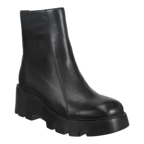 XENUS in BLACK LEATHER Platform Ankle Boots